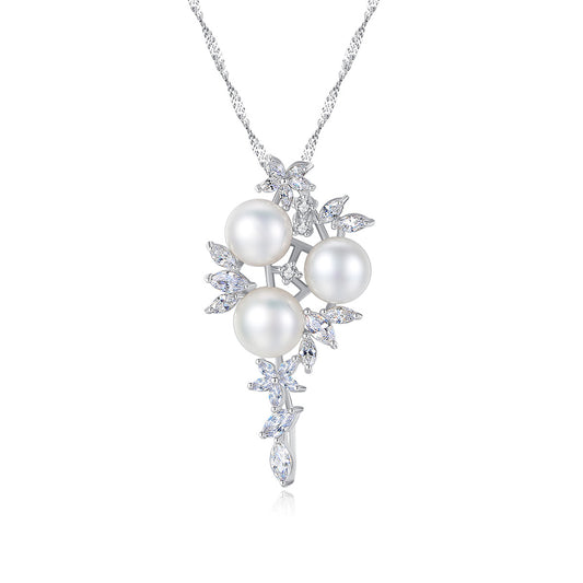925 Sterling Silver Natural Pearl Drop Necklace Fashion Jewelry Gift for Women Girls