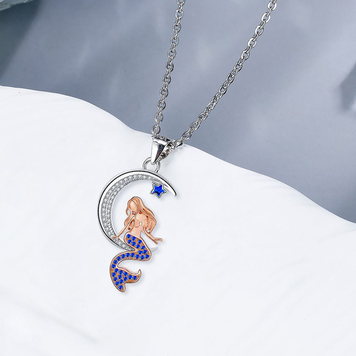 Copper With Silver/Rosgold Plated Mermaid Pendant Necklace