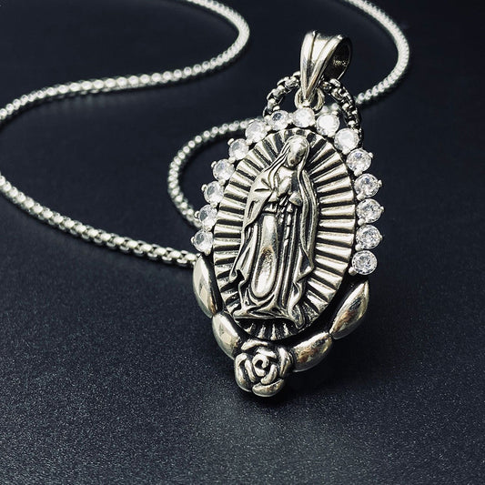 Virgin Mary Pendant Necklace, Men Women's Fashion Jewelry, Perfect for Parties & Gifts, Elegant Accessory for Everyday Wear