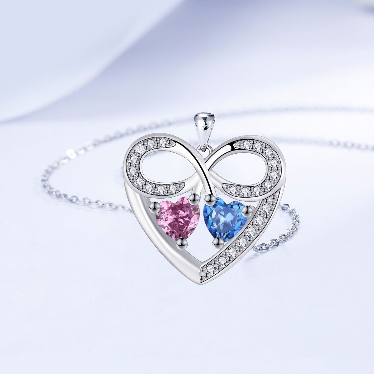 Copper With Silver Plated Infinity Heart Pendant Necklace for Women