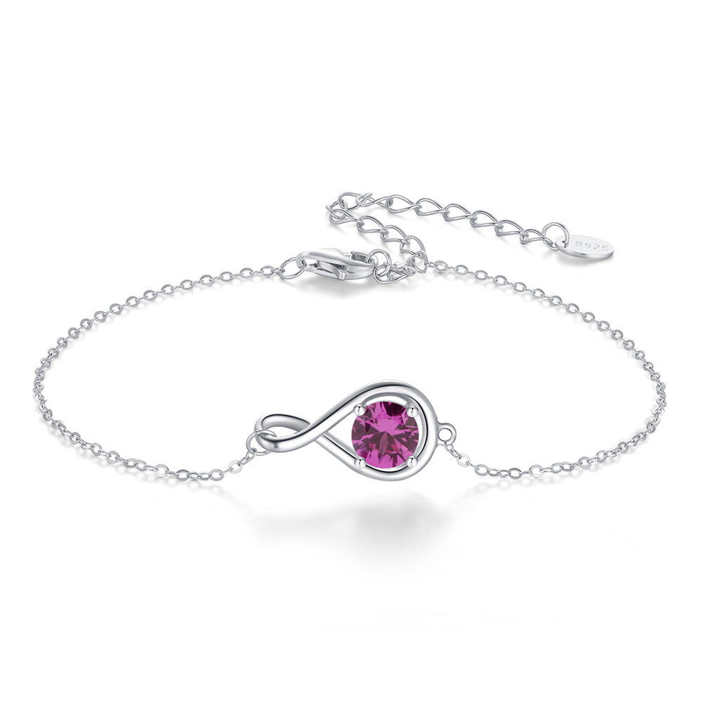 925 Sterling Silver Birthstone Infinity Bracelet Extension Chain