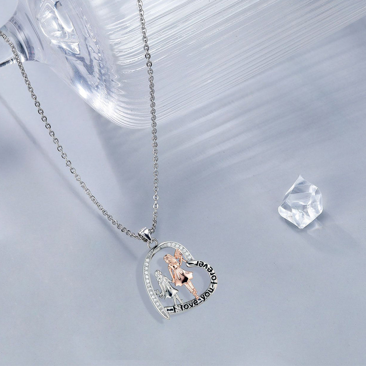 Copper With Silver/Rosegold Plated Heart Pendant Necklace