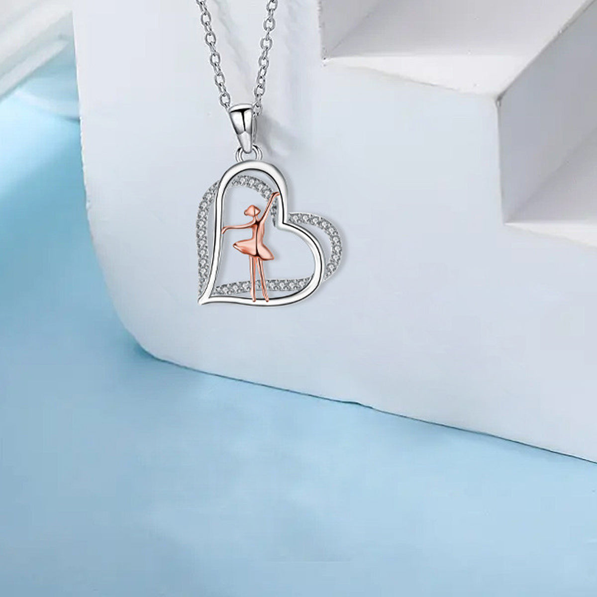 Copper With Silver/Rosegold Plated Heart Pendant Necklace