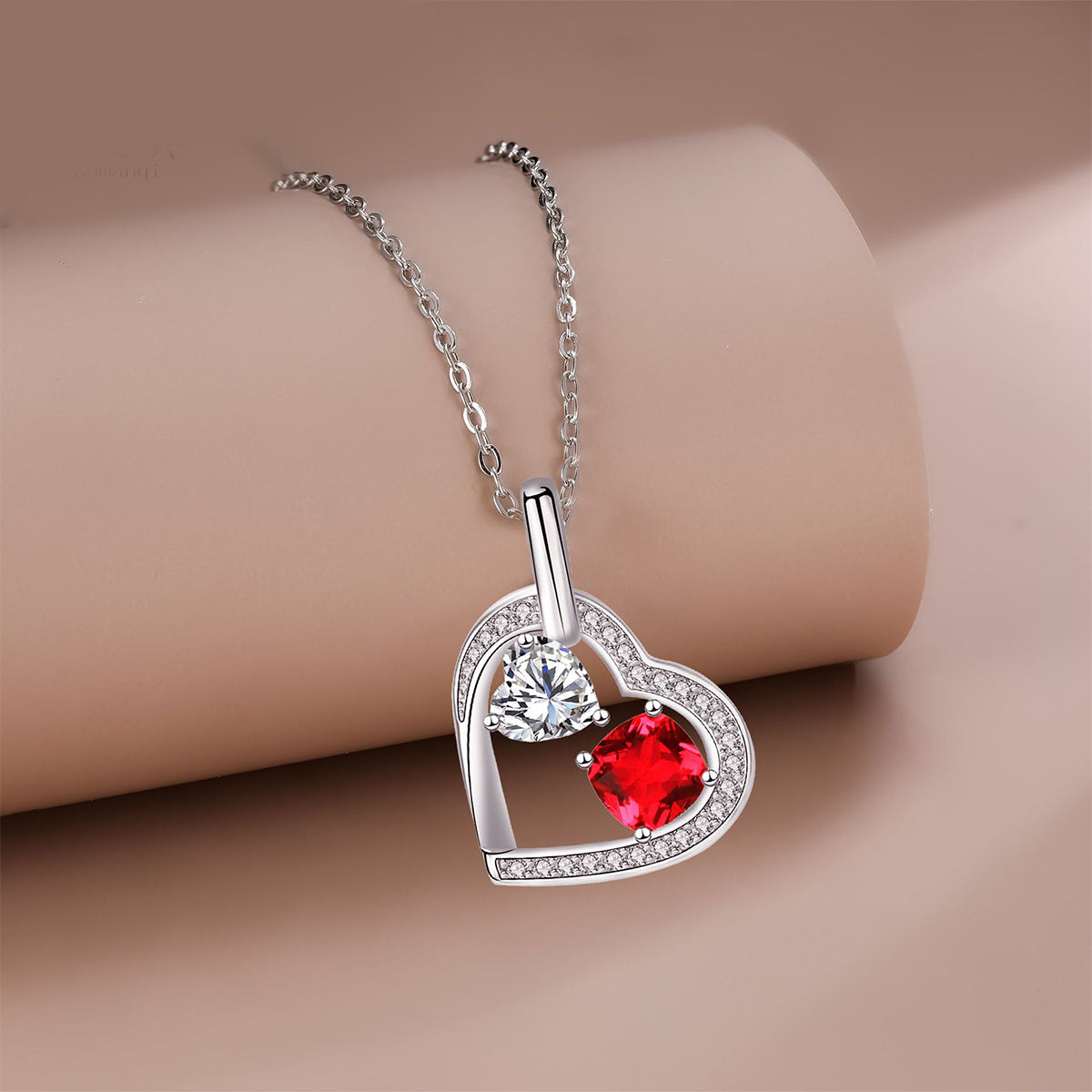 Copper With Silver Plated Heart Pendant Necklace
