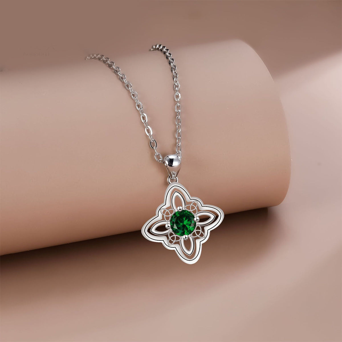 Copper With Silver Plated Clover Pendant Necklace