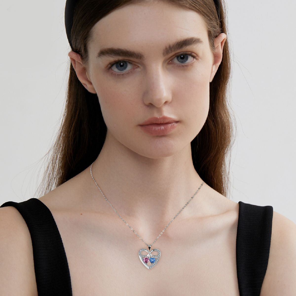 Copper With Silver Plated Infinity Heart Pendant Necklace for Women