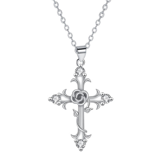 Copper With Silver Plated Cross Pendant Necklace