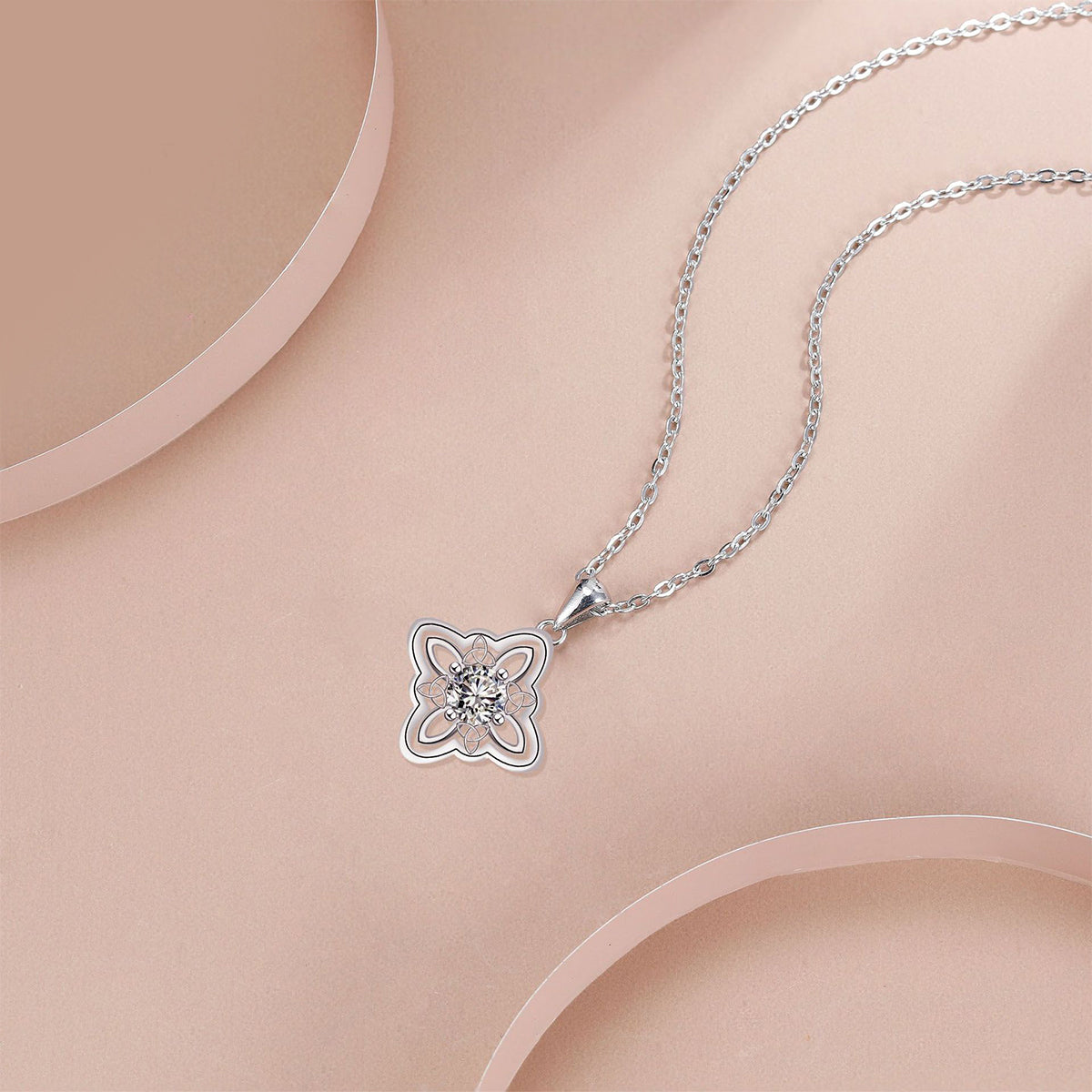 Copper With Silver Plated Lucky Flower Pendant Necklace