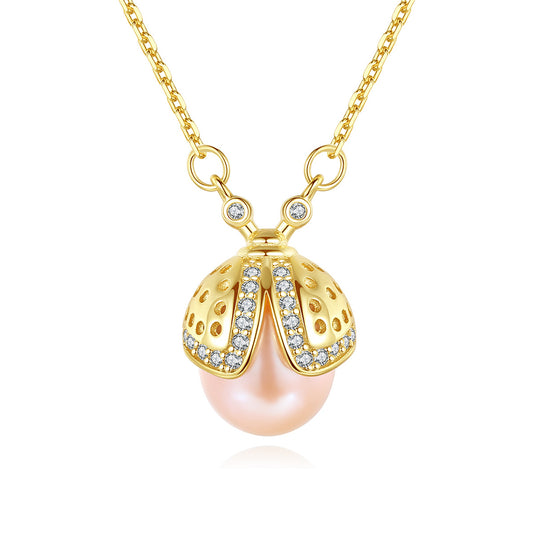925 Sterling Silver Natural Pearl Drop Necklace Fashion Jewelry Gift for Women Girls