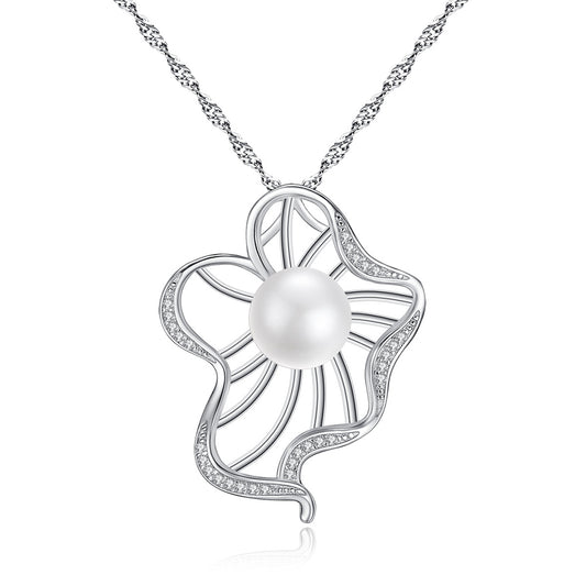 925 Sterling Silver Natural Pearl Drop Necklace Fashion Jewelry Gift for Women Girls