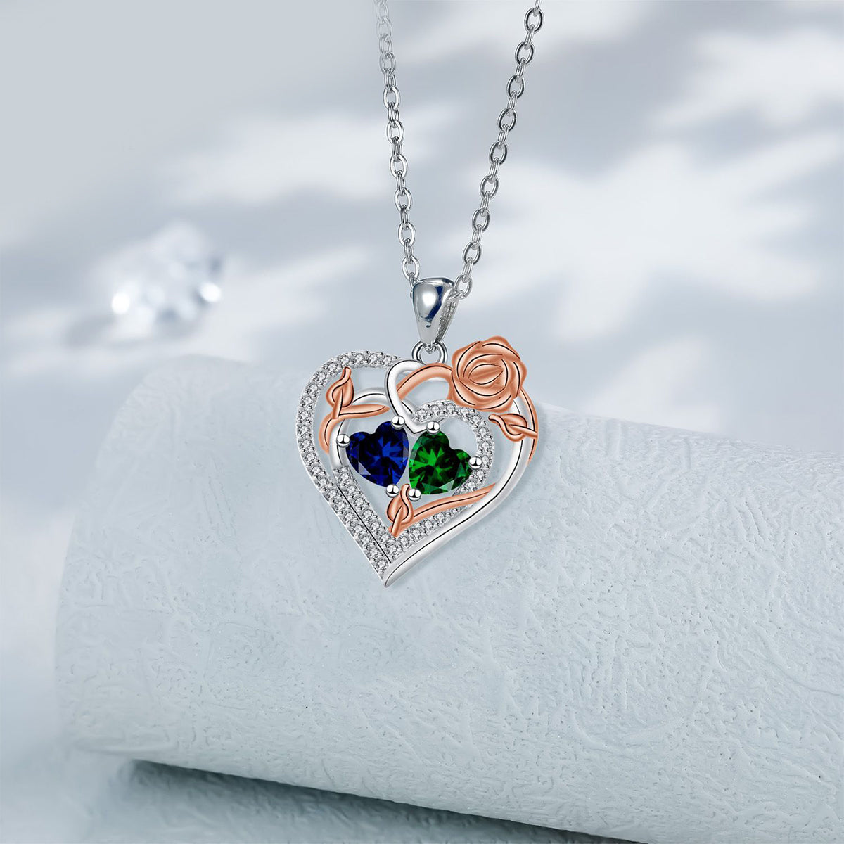 Copper With Silver/Rosegold Plated Heart Pendant Necklace