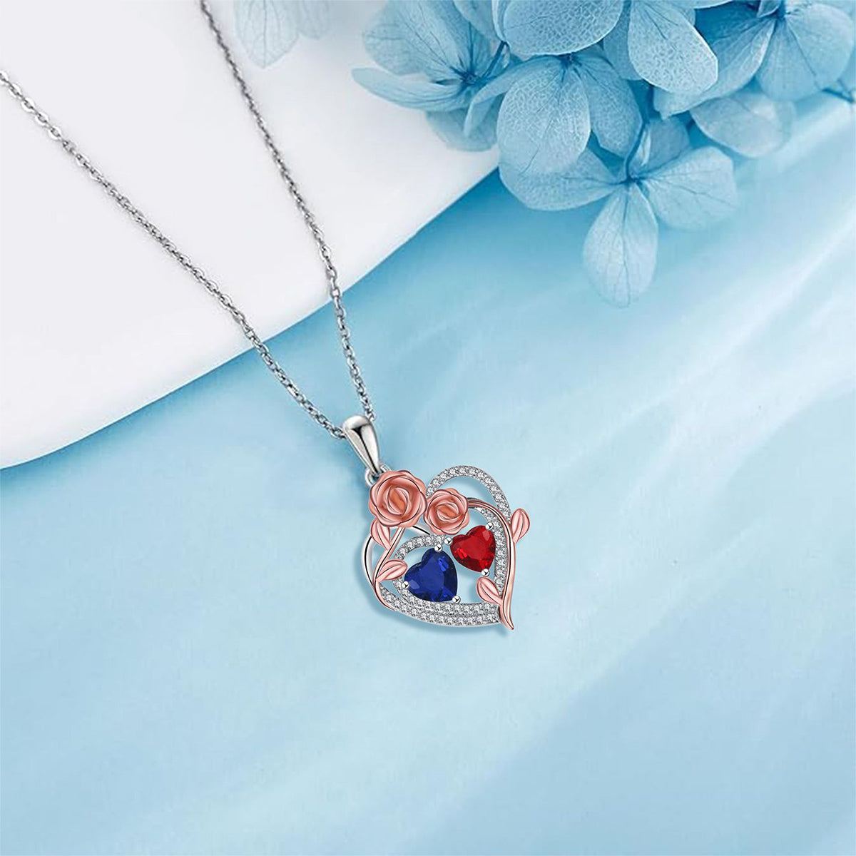Copper With Silver/Rosegold Plated Heart Pendant Necklace