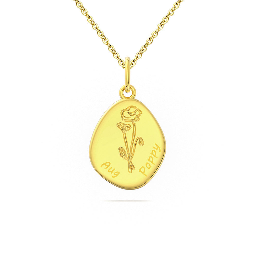 925 Sterling Silver Month Flower Necklace