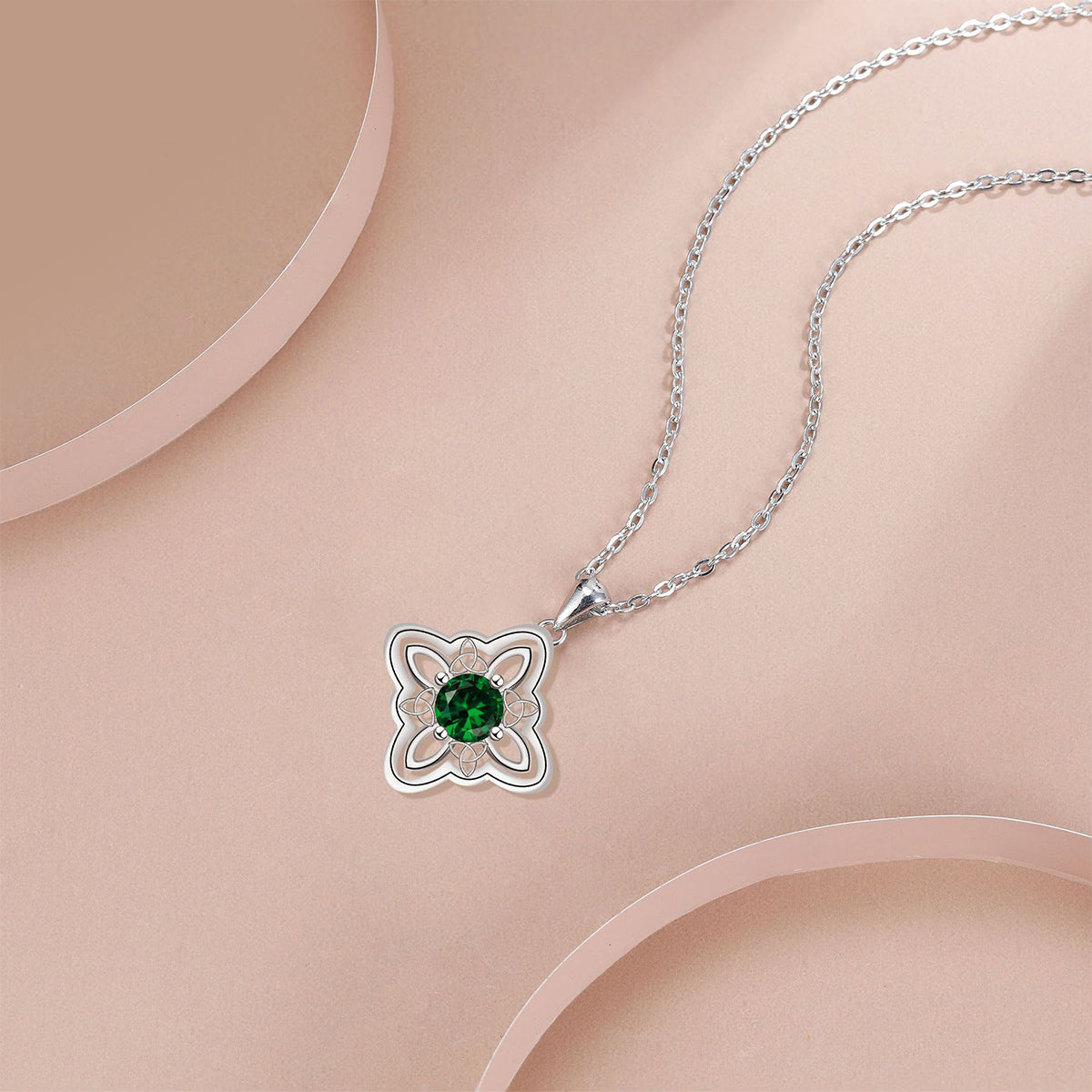 Copper With Silver Plated Clover Pendant Necklace