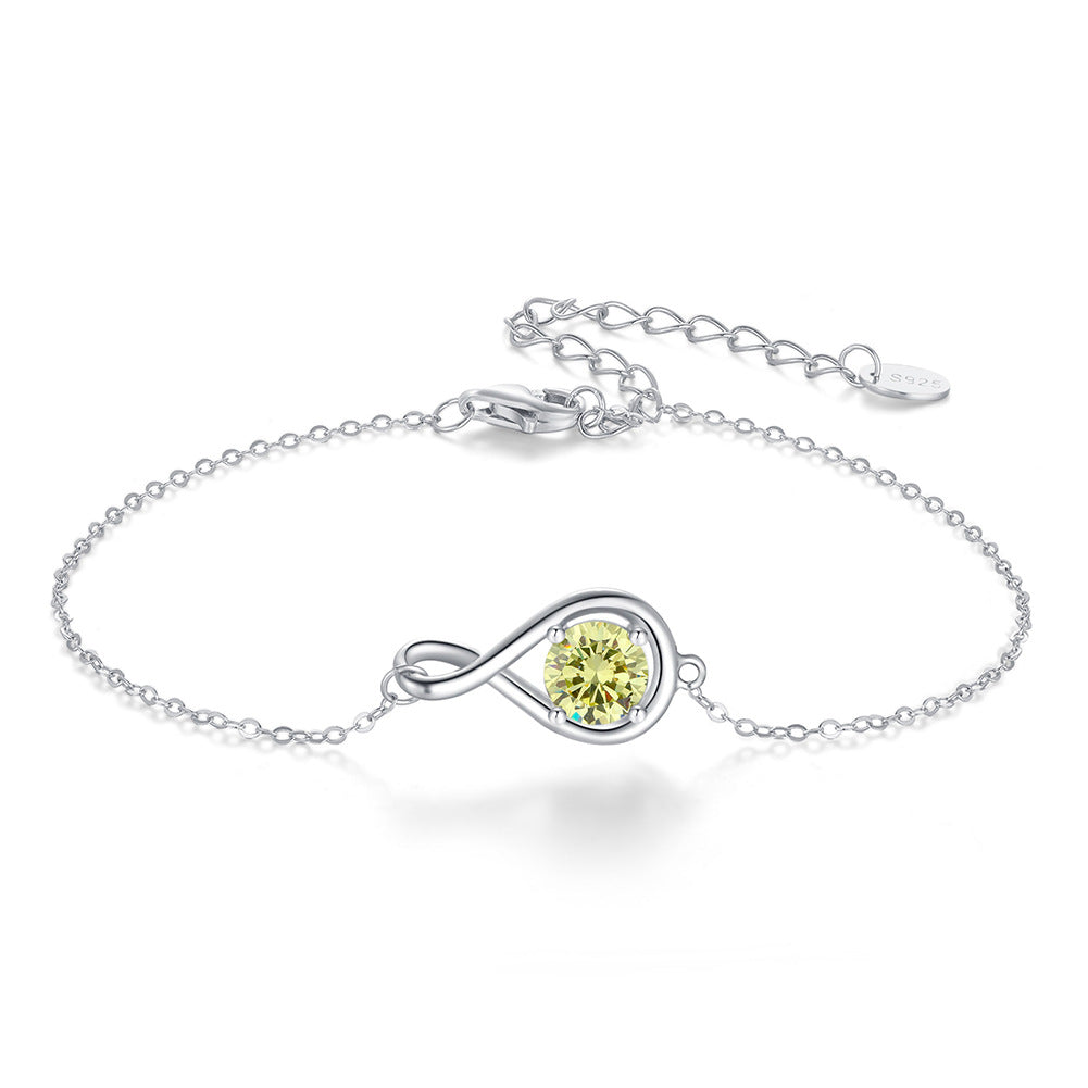 925 Sterling Silver Birthstone Infinity Bracelet Extension Chain