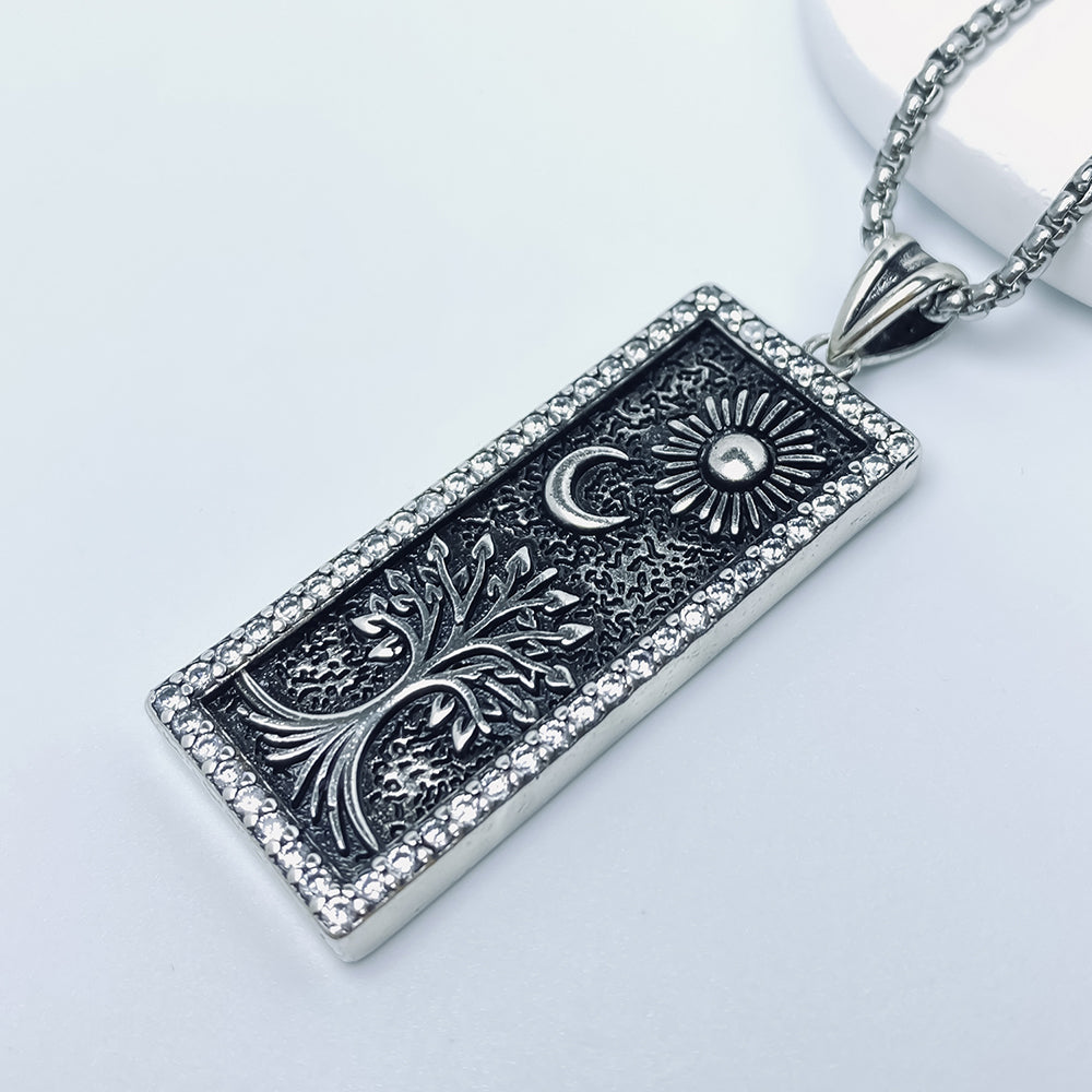 Star Moon Life Tree Pendant Necklace, Men Women's Fashion Jewelry, Perfect for Parties & Gifts, Elegant Accessory for Everyday Wear