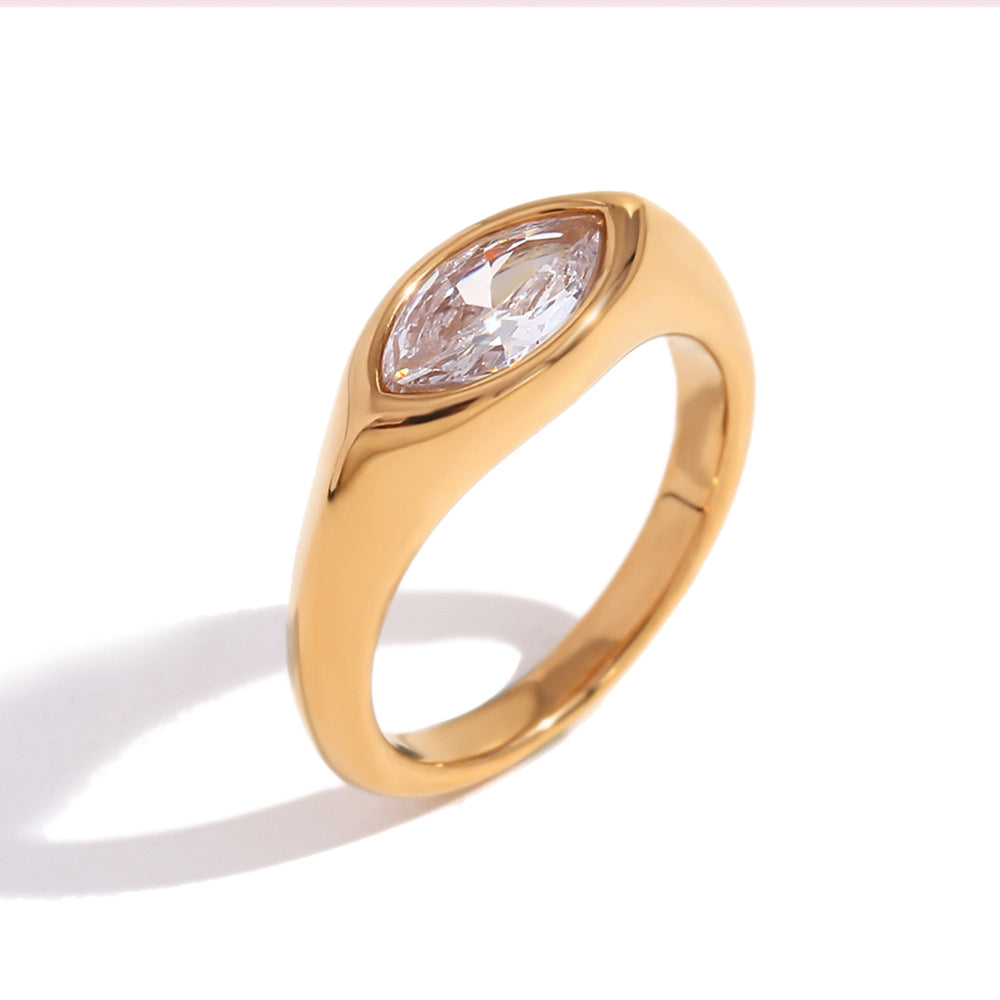 316L Stainless Steel Minimalist Fashion Zircon Ring