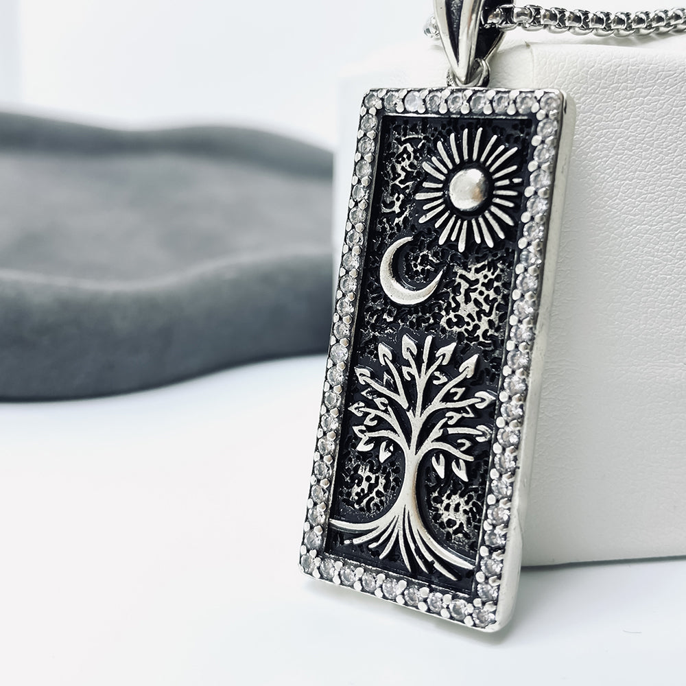 Star Moon Life Tree Pendant Necklace, Men Women's Fashion Jewelry, Perfect for Parties & Gifts, Elegant Accessory for Everyday Wear