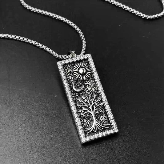Star Moon Life Tree Pendant Necklace, Men Women's Fashion Jewelry, Perfect for Parties & Gifts, Elegant Accessory for Everyday Wear