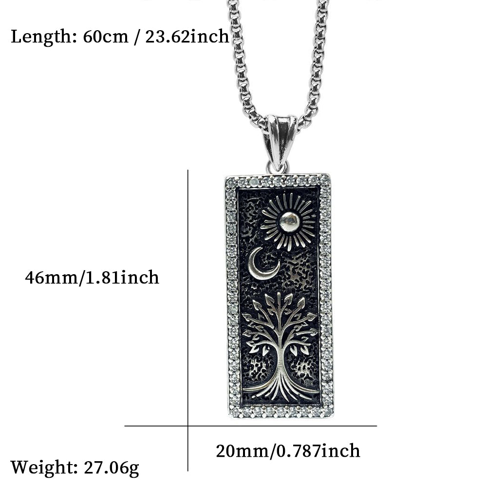 Star Moon Life Tree Pendant Necklace, Men Women's Fashion Jewelry, Perfect for Parties & Gifts, Elegant Accessory for Everyday Wear