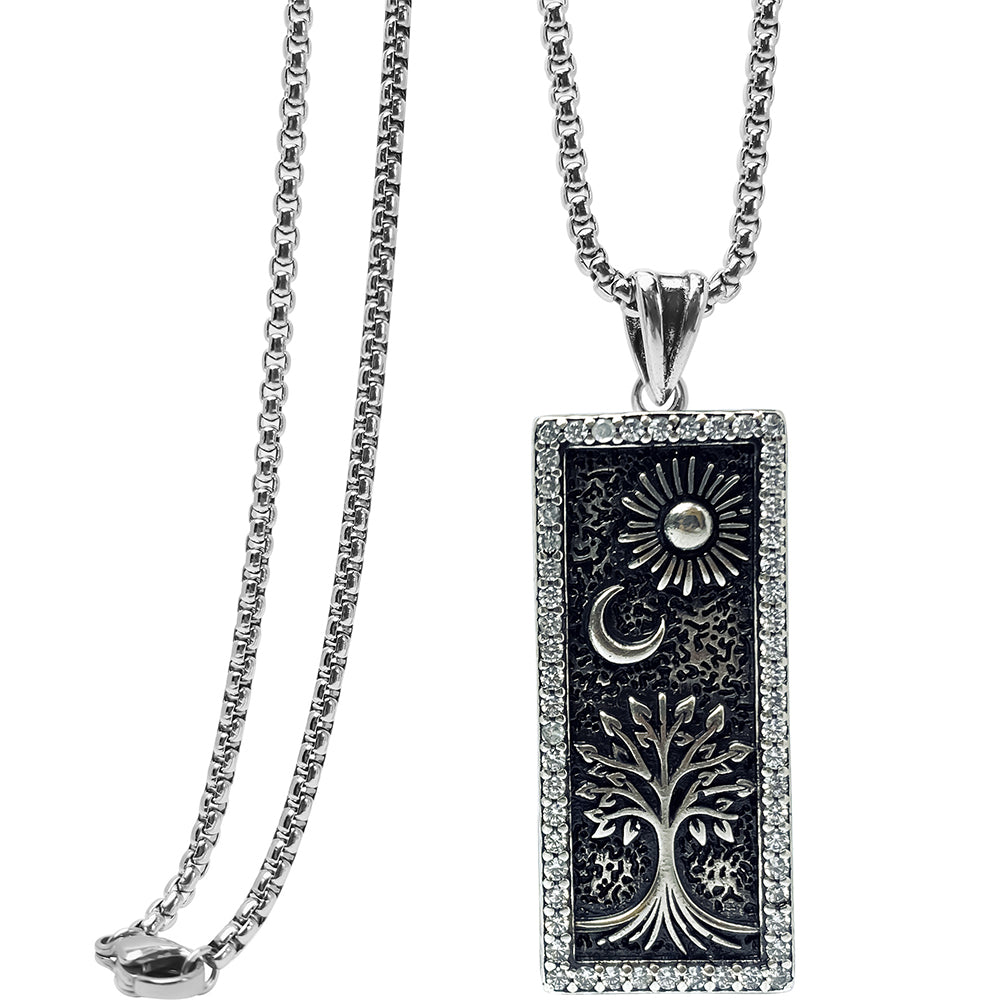 Star Moon Life Tree Pendant Necklace, Men Women's Fashion Jewelry, Perfect for Parties & Gifts, Elegant Accessory for Everyday Wear
