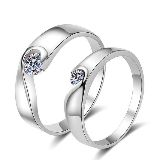 925 Sterling Silver Elegant Fashion Engagement Couple Rings