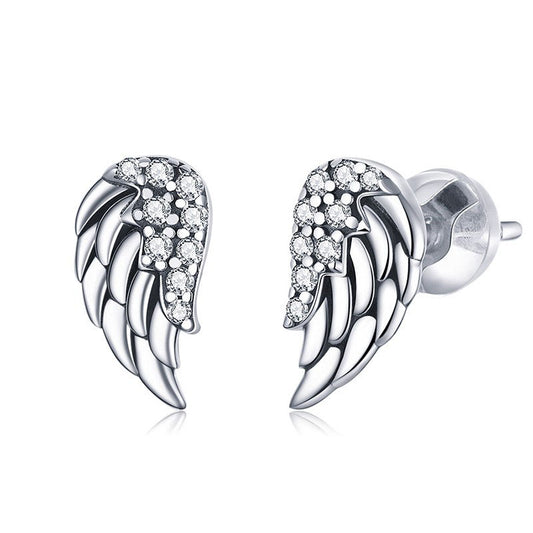 925 Sterling Silver Angel Wings Fashion Earrings