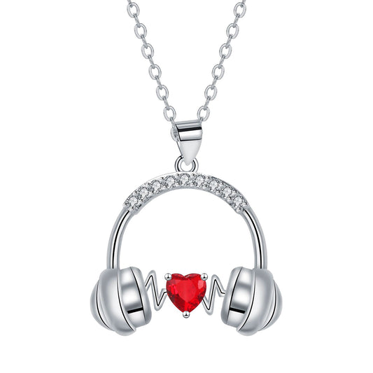 Copper With Silver Plated Earphone Pendant Necklace