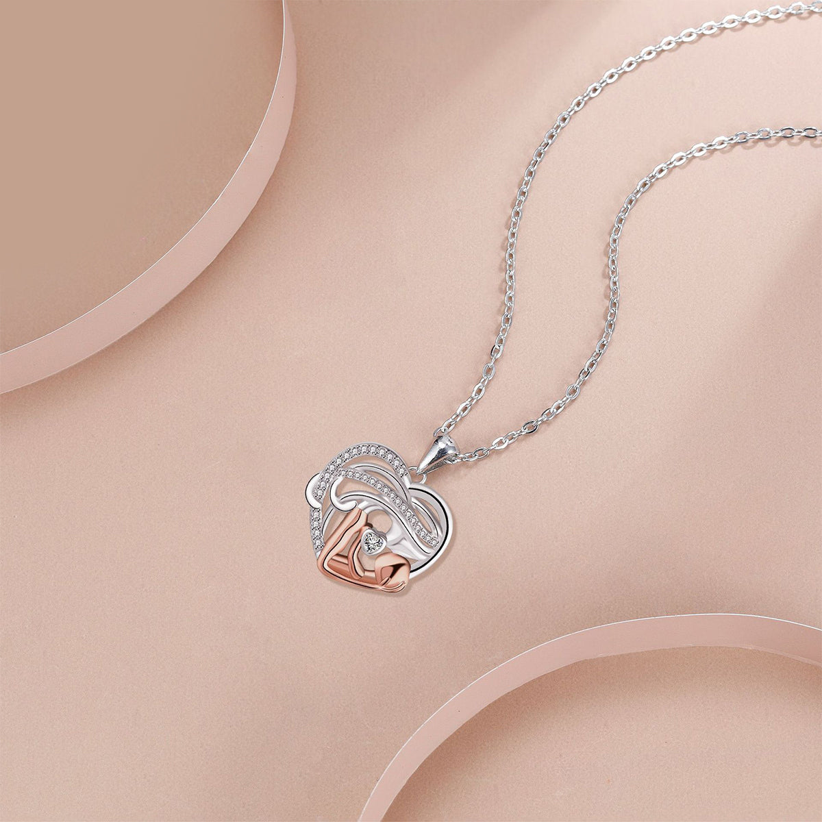 Copper With Silver/Rosegold Plated Heart Pendant Necklace