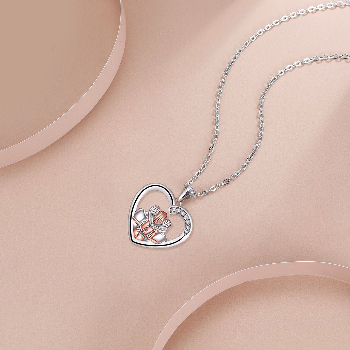 Copper With Silver/Rosegold Plated Heart Pendant Necklace