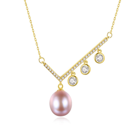 925 Sterling Silver Natural Pearl Drop Necklace Fashion Jewelry Gift for Women Girls