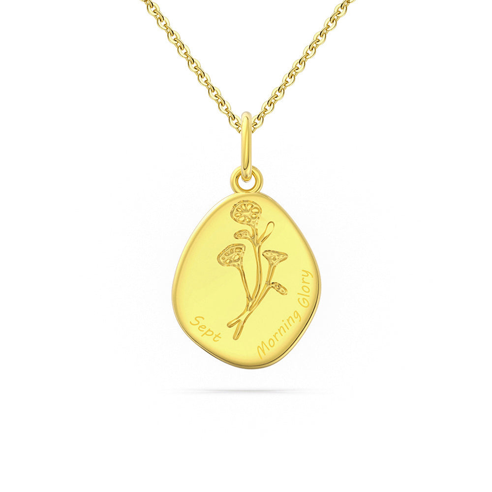 925 Sterling Silver Month Flower Necklace