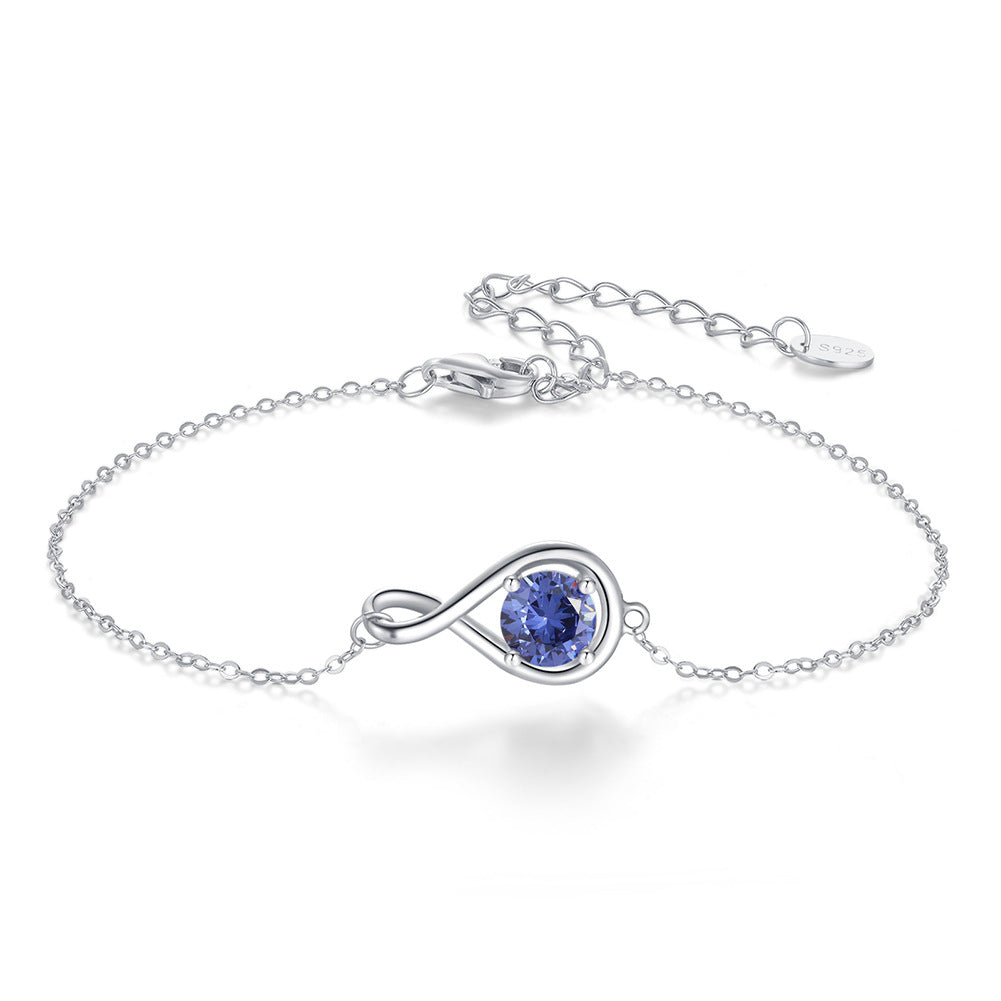 925 Sterling Silver Birthstone Infinity Bracelet Extension Chain
