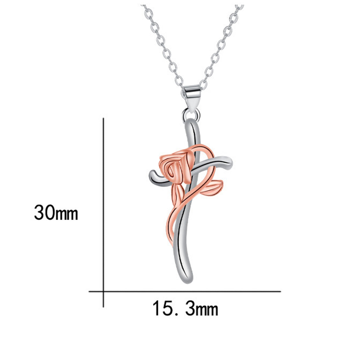Copper With Silver/Rosegold Plated Cross Pendant Necklace