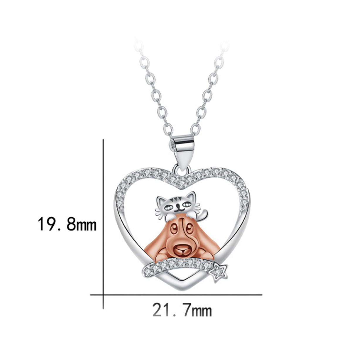 Copper With Silver/Rosegold Plated Heart Pendant Necklace