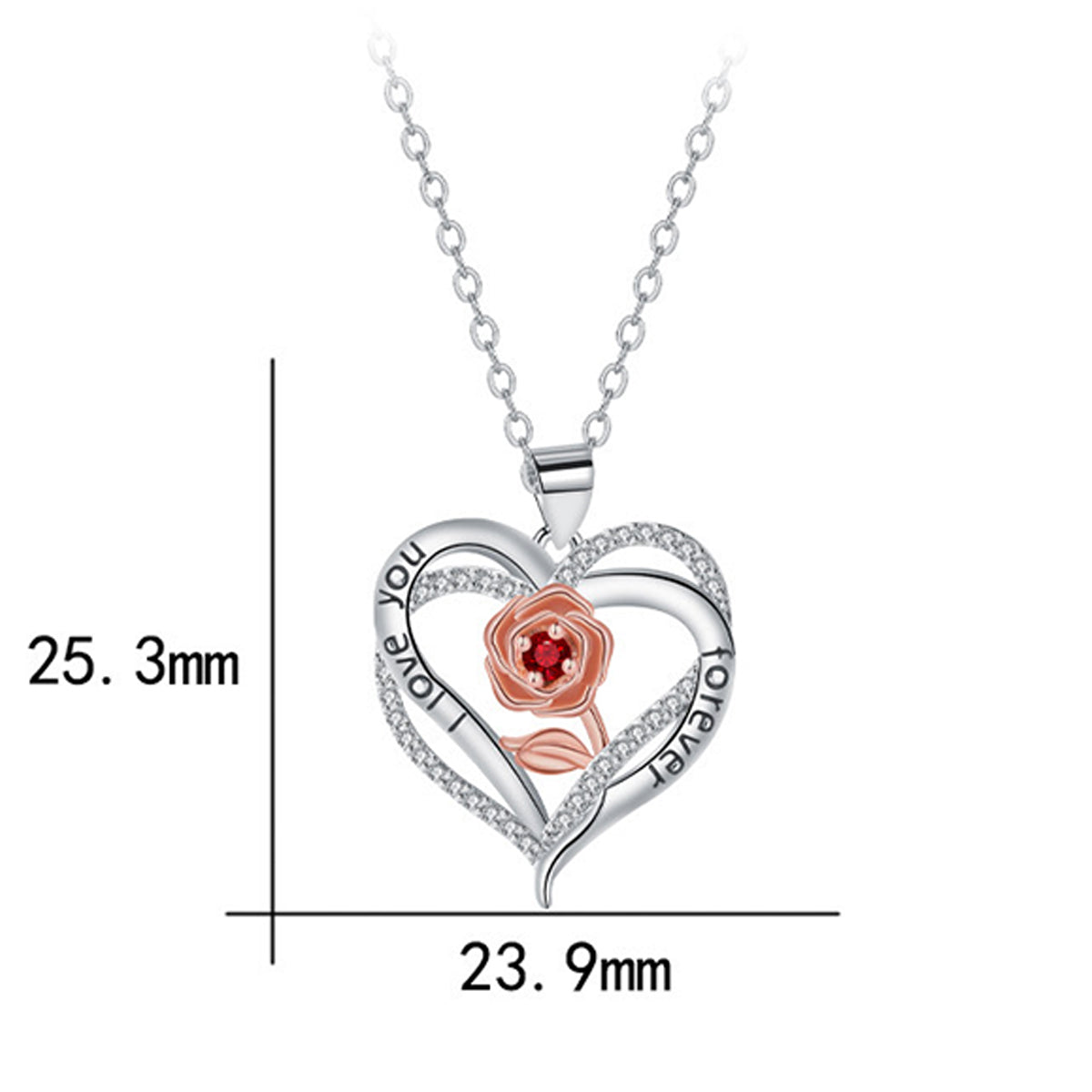Copper With Silver/Rosegold Plated Heart Pendant Necklace