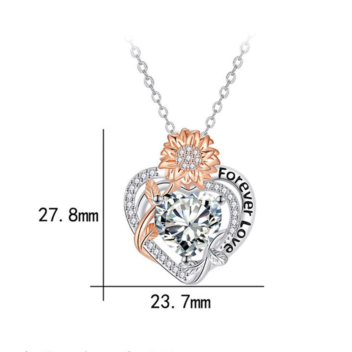 Copper With Silver/Rosegold Plated Heart Pendant Necklace