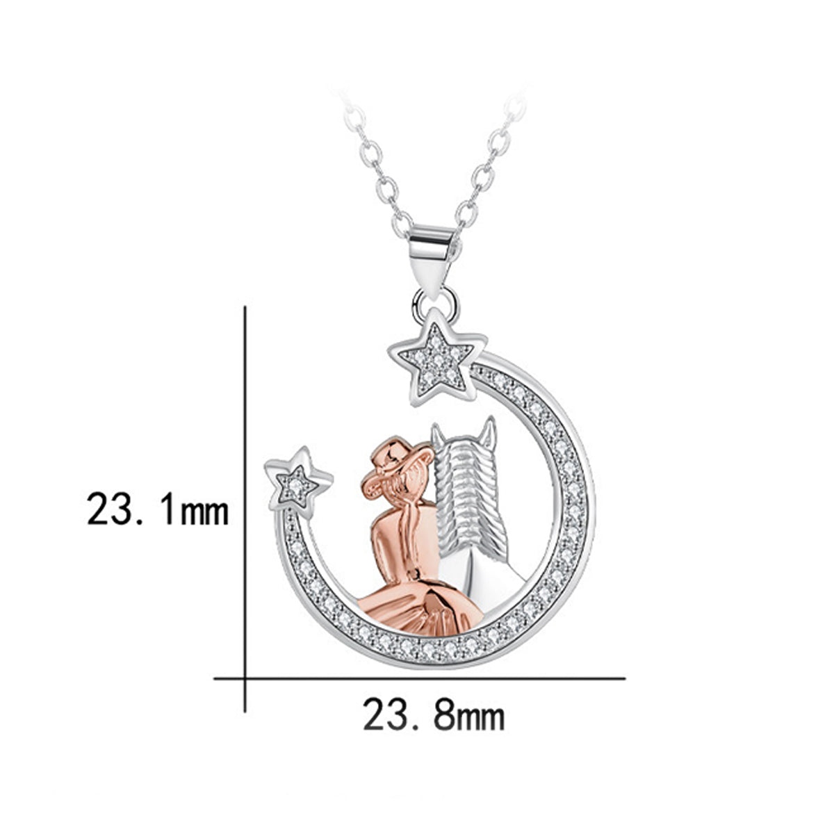 Copper With Silver/Rosegold Plated Star Pendant Necklace