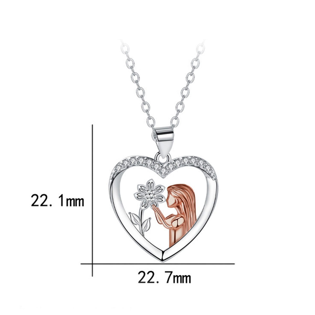 Copper With Silver/Rosegold Plated Heart Pendant Necklace