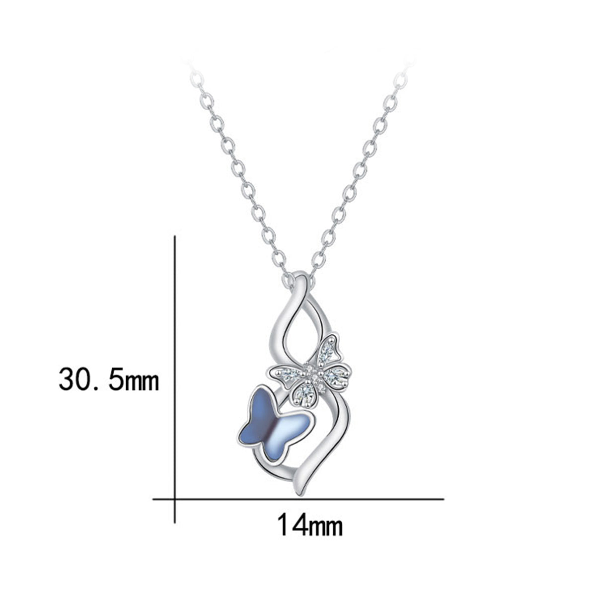 Copper With Silver Plated Butterfly Pendant Necklace