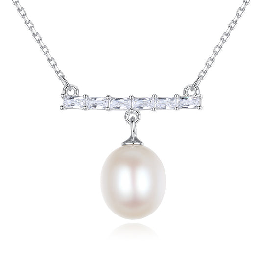 925 Sterling Silver Natural Pearl Drop Necklace Fashion Jewelry Gift for Women Girls