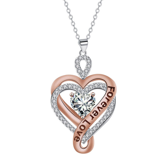 Copper With Silver/Rosegold Plated Heart Pendant Necklace