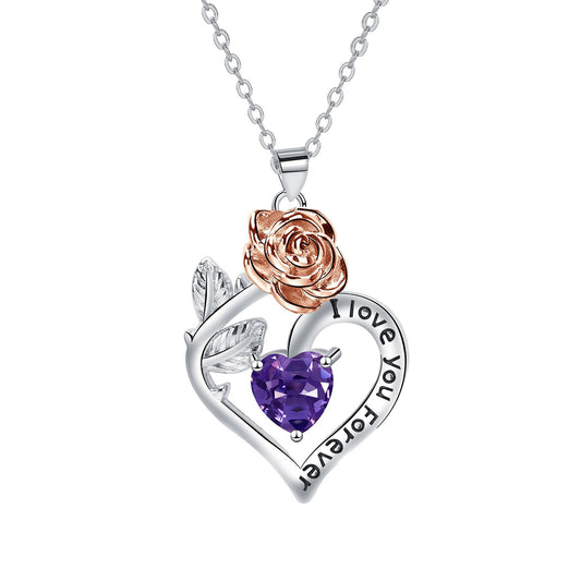 Copper With Silver/Rosegold Plated Heart Pendant Necklace