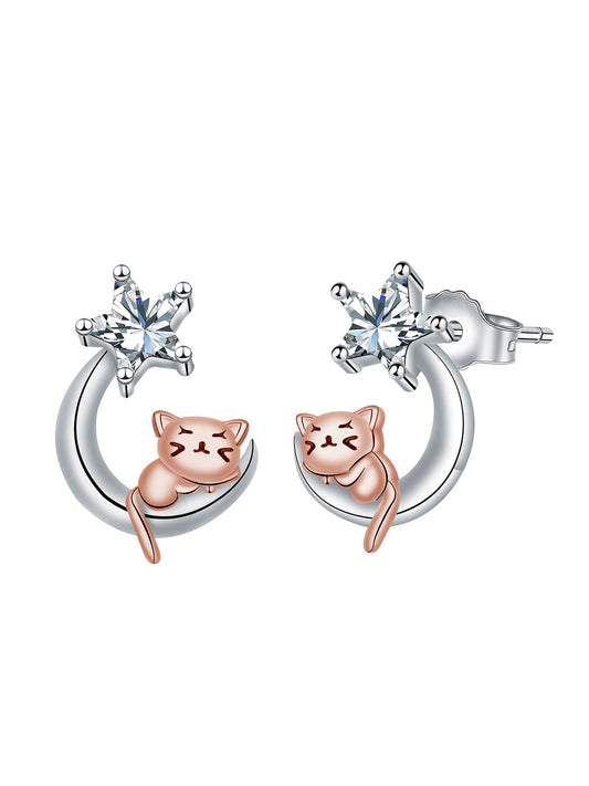 Cute Cat Design Earrings, Fashionable Earrings for Women & Girls, Trendy All-match & Exquisite Jewelry for Birthday Gift