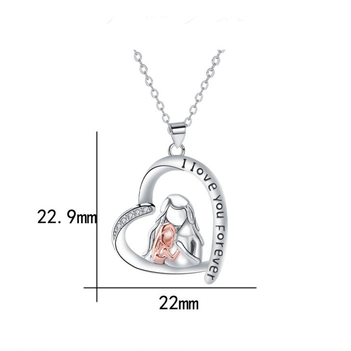 Copper With Silver/Rosegold Plated Heart Pendant Necklace