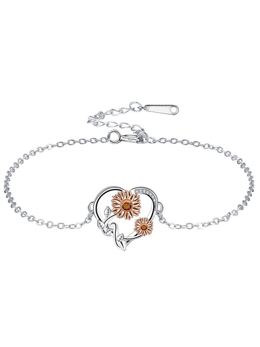 Sunflower Design Bracelet, Fashionable Jewelry for Women & Girls, Trendy All-match & Exquisite Jewelry for Birthday Gift