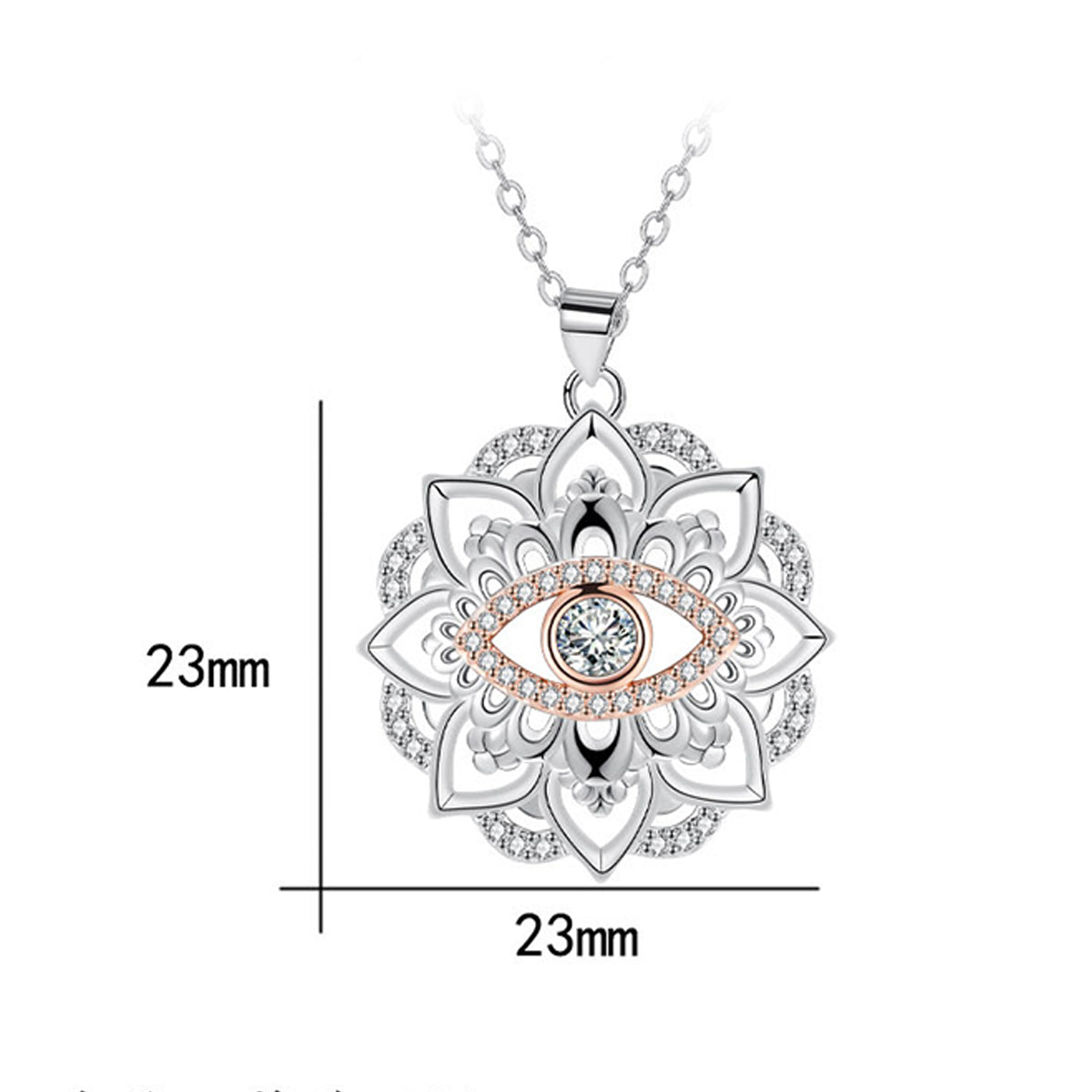 Copper With Silver/Rosegold Plated Flower Pendant Necklace