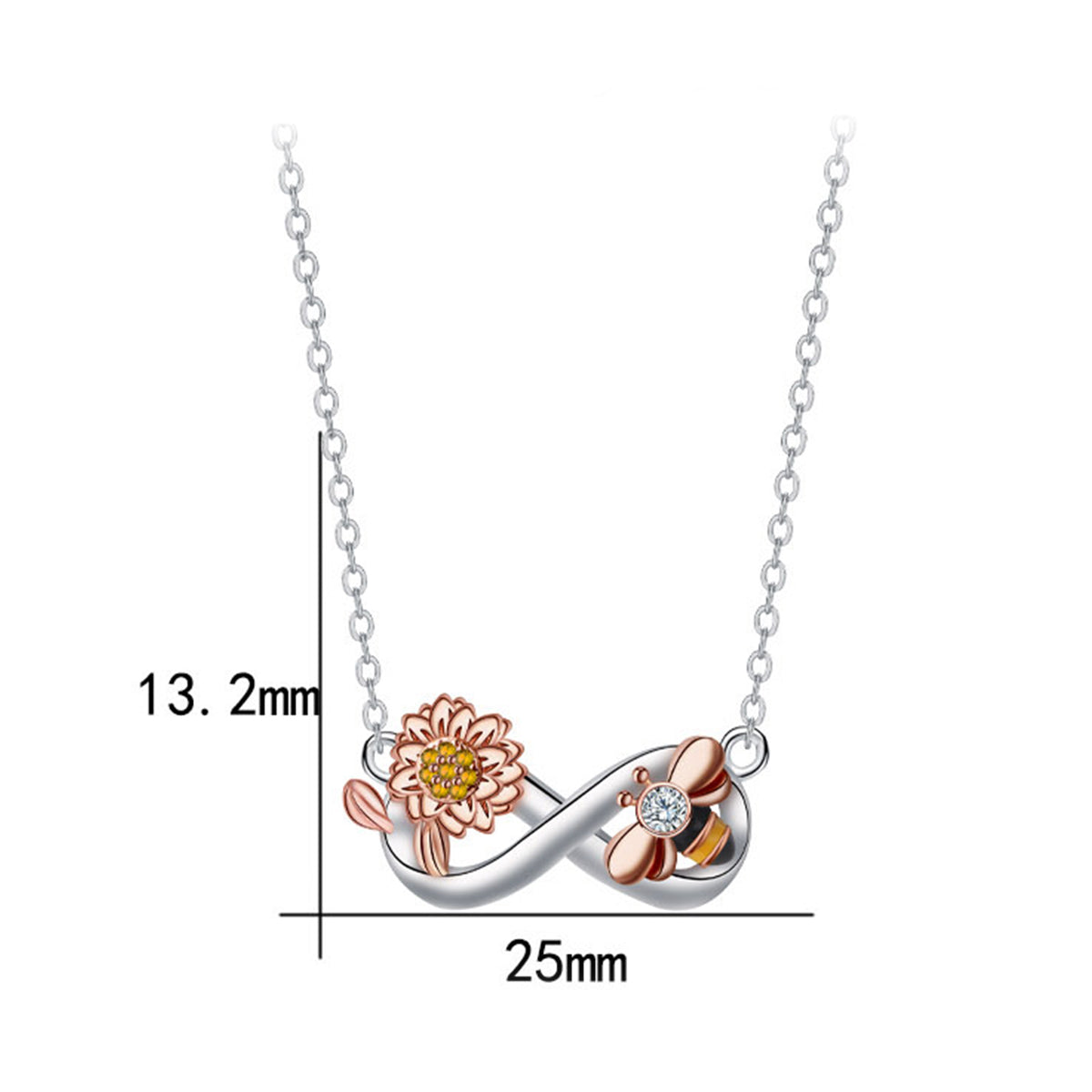 Copper With Silver/Rosegold Plated Infinity Pendant Necklace