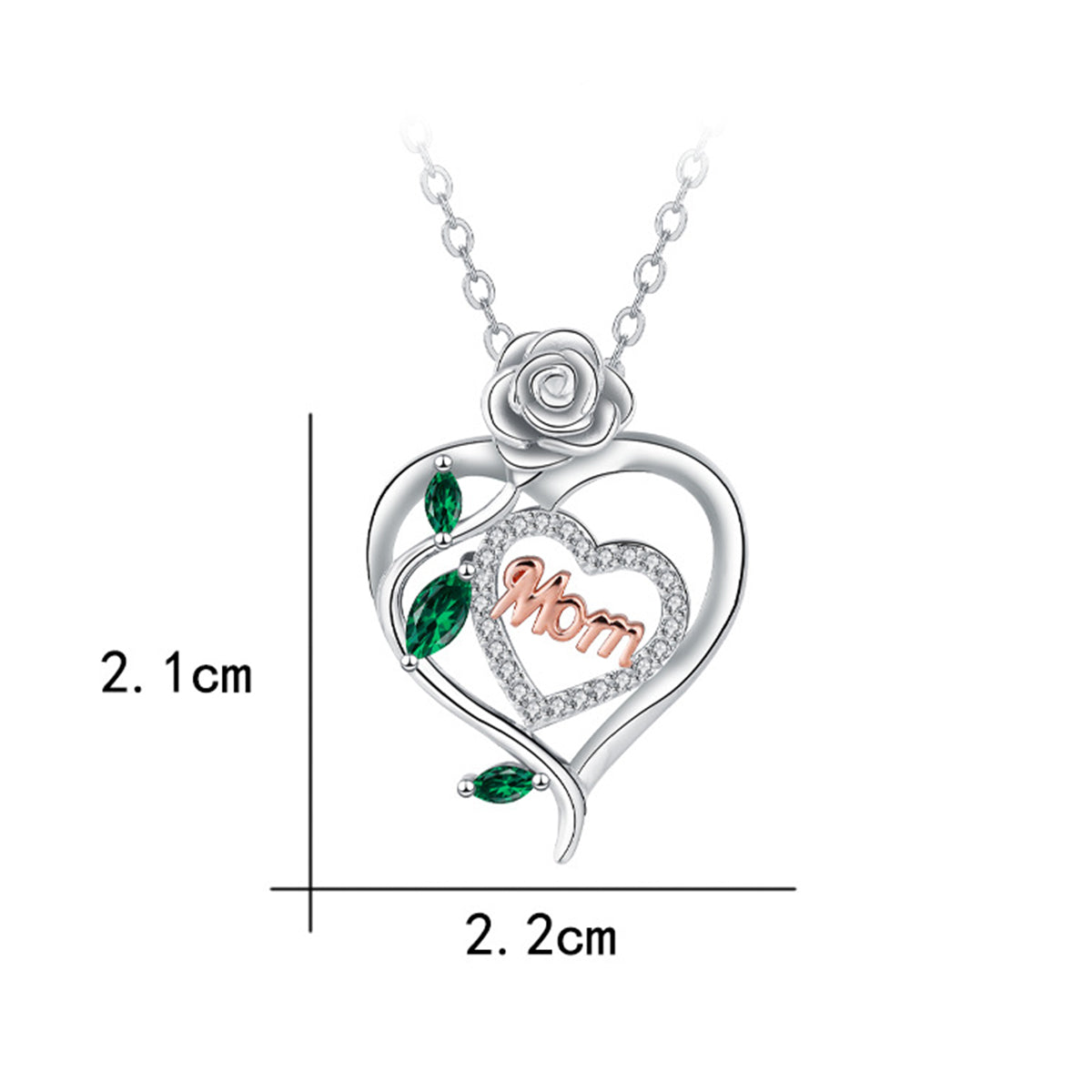 Copper With Silver/Rosegold Plated Mom Rose Pendant Necklace for Women