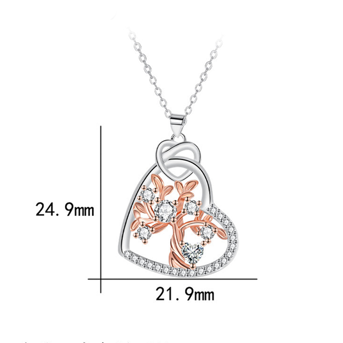 Copper With Silver/Rosegold Plated Heart Pendant Necklace